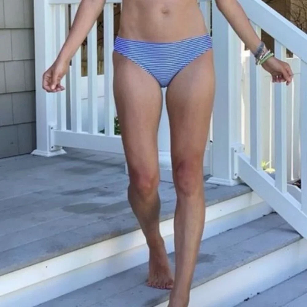 NWT Aerie Blue Vibe Striped Bikini Bottom - Size: Large